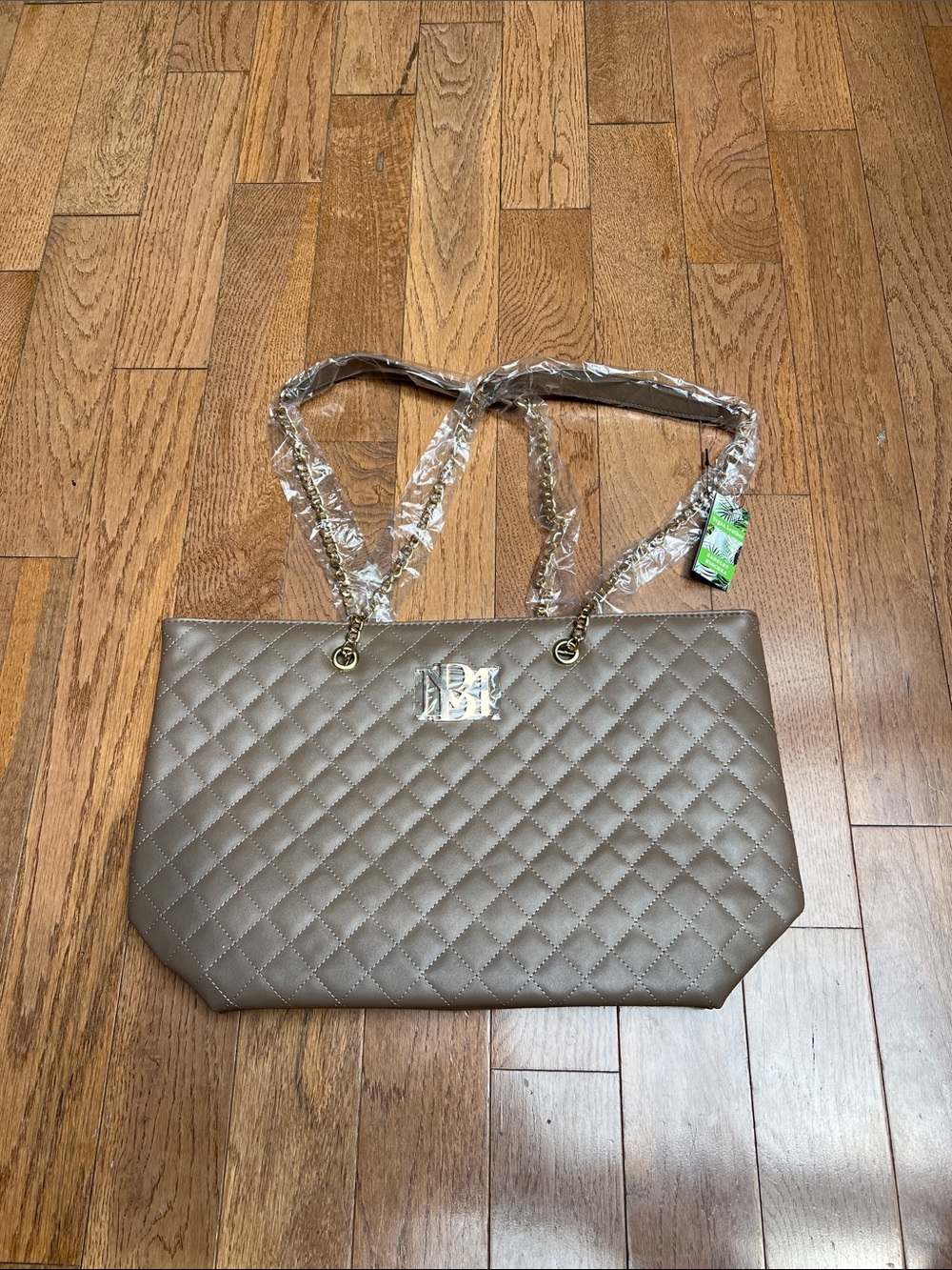 Badgley Mischa Quilted Tote Bag with Chain Straps - Taupe New with tags!